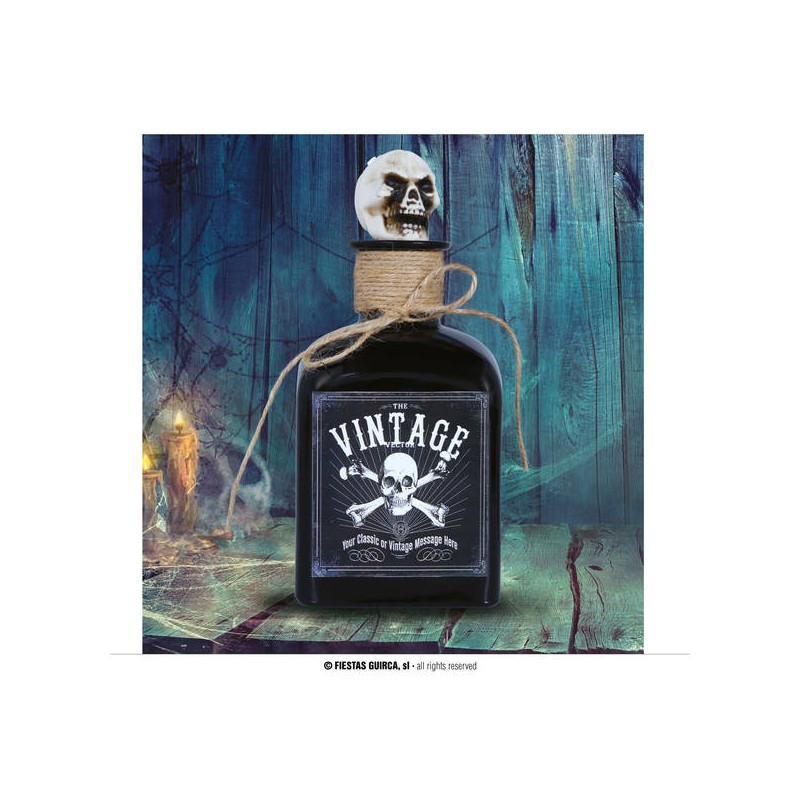 BOTTIGLIA VELENO CON TESCHIO IN VETRO 20cm