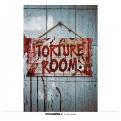CARTELLO TORTURE ROOM 35x20 IN LEGNO