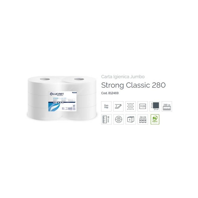 IGIENICA MAXI JUMBO STRONG LUCART D.V. 280mt 6 ROTOLI