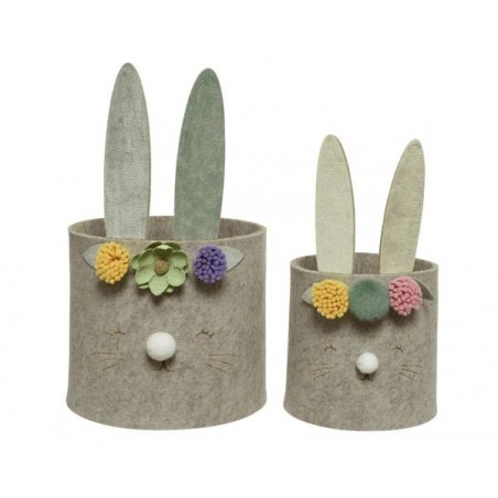 CESTINI FELTRO CONIGLI SET 1pz H.15cm