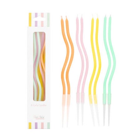 CANDELINE STELO CURLY 12,5cm PASTELLO ASS.TI 8pz