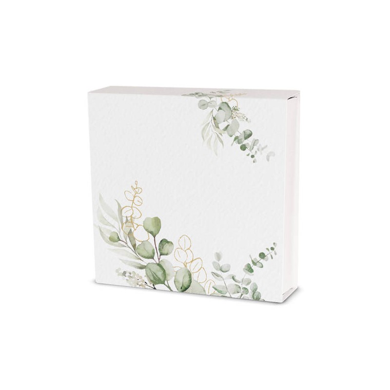 SCATOLA FIAMMIFERO QUADRATA C/DIVISORE 2 SCOMPARTI 8x8x2cm EUCALIPTO 10pz