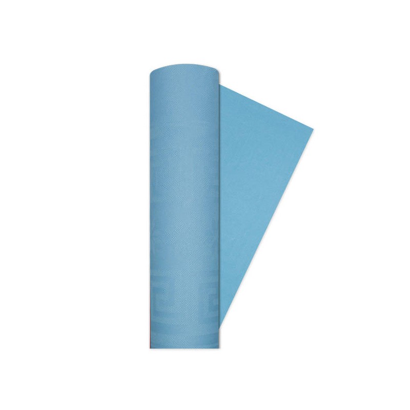 TOVAGLIA ROTOLO 1,20x5mt DAMASCATA CELESTE BIG PARTY