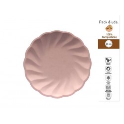 PIATTI PIANI CONCHIGLIA COMPOSTABILI TONDI ø23cm ROSA 6pz