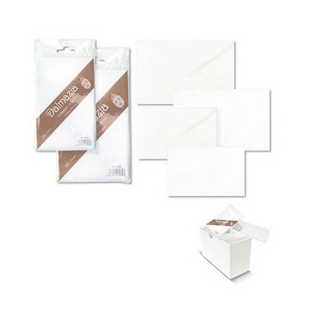 BIGLIETTO + BUSTA 9x14cm DALMAZIA 10pz BIANCO