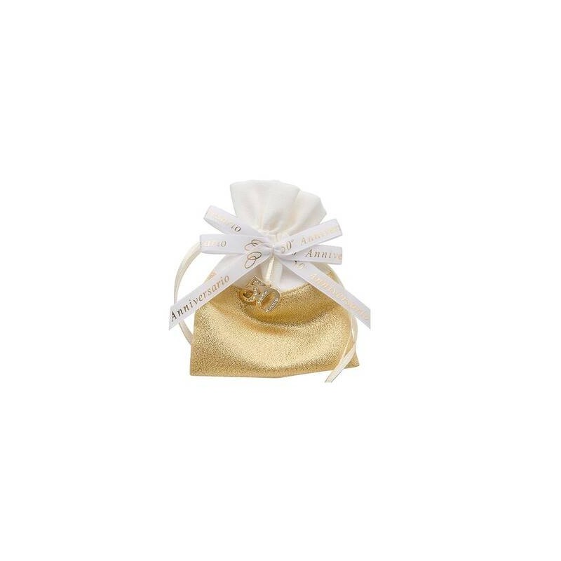 SACCHETTO ORO 9x12cm 50ANNIVERSARIO 12pz