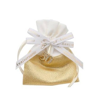 SACCHETTO ORO 9x12cm 50ANNIVERSARIO 12pz