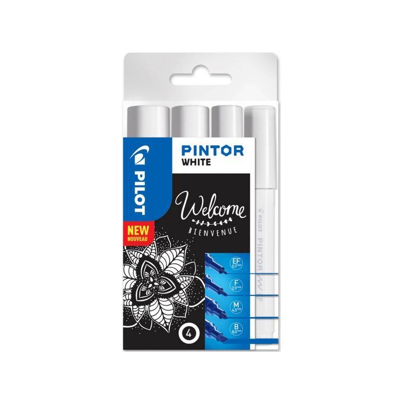 PINTOR MARKER PILOT SET MIX PUNTE BIANCO EF/F/M/B 4pz