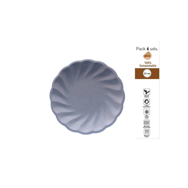 PIATTI PIANI CONCHIGLIA COMPOSTABILI TONDI ø23cm LILLA 6pz