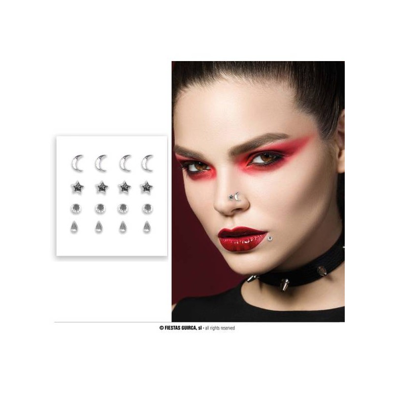 STICKER VISO FALSO PIERCING ARGENTO