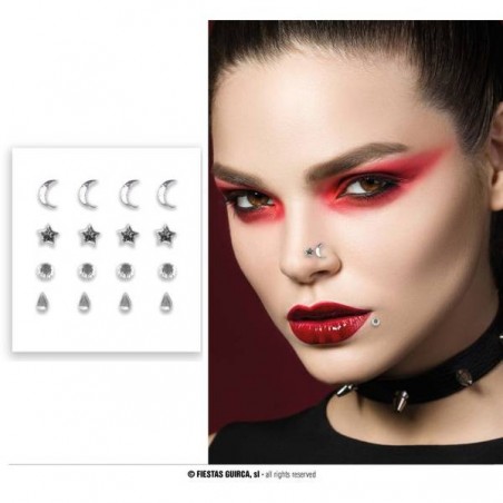 STICKER VISO FALSO PIERCING ARGENTO