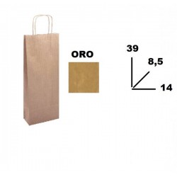 BORSA CARTA COLOR BOTTIGLIA MIS.14+8,5x39cm ORO 553