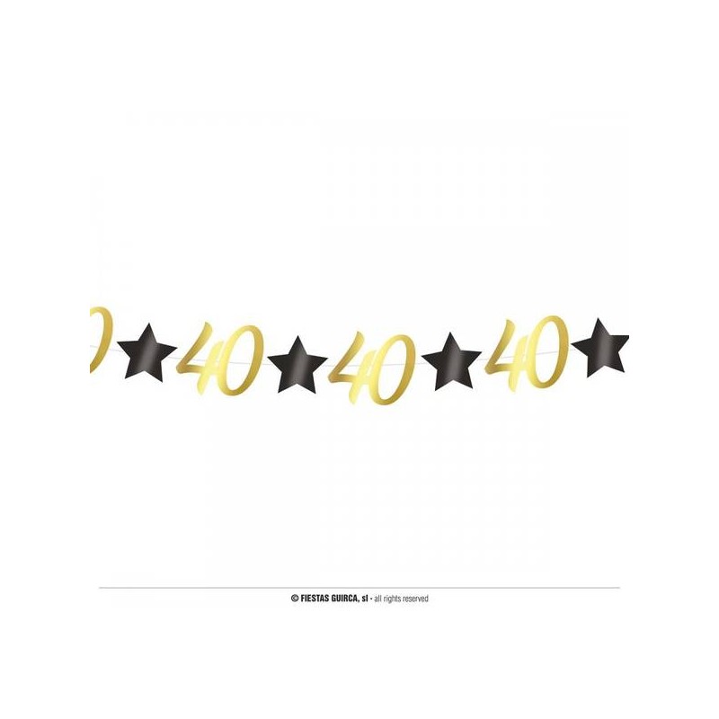FESTONE COMPLEANNO STELLE ORO NERO 40anni 3mt