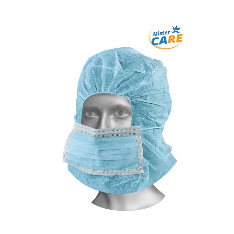 Mr.Care - ASTRO CAP CON MASCHERINA 36x40cm PP AZZURRO 100pz