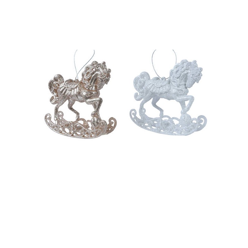 CAVALLO POLY GLITTER DA APPENDERE 2ass. 9cm