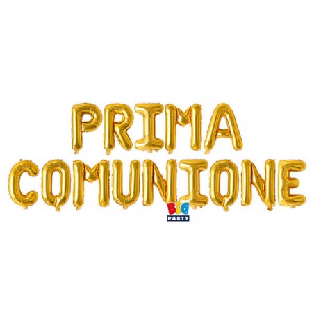 PALLONE MYLAR SCRITTA PRIMA COMUNIONE 470x40cm