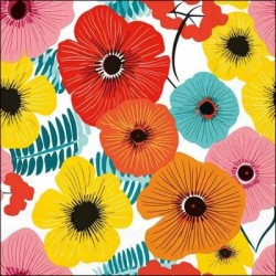 TOVAGLIOLI 33X33 COLOURFUL FLOWERS ROSSO 20pz