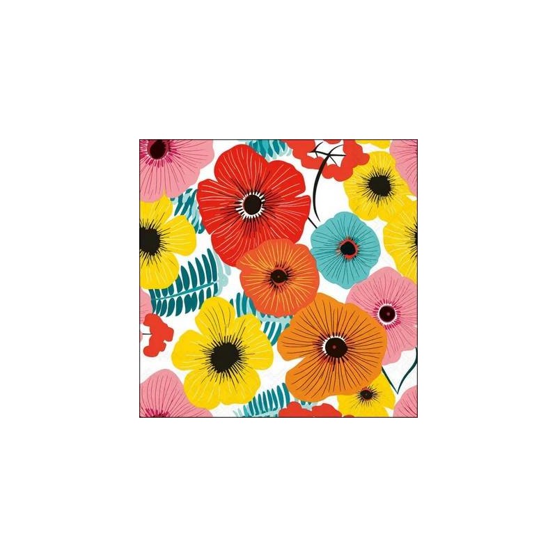 TOVAGLIOLI 33X33 COLOURFUL FLOWERS ROSSO 20pz