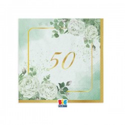 TOVAGLIOLI 25x25cm 50°ANNIVERSARIO ECUPALIPTO 16pz