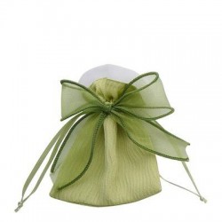 SACCHETTO 9x12cm C/FIOCCO VERDE 12pz