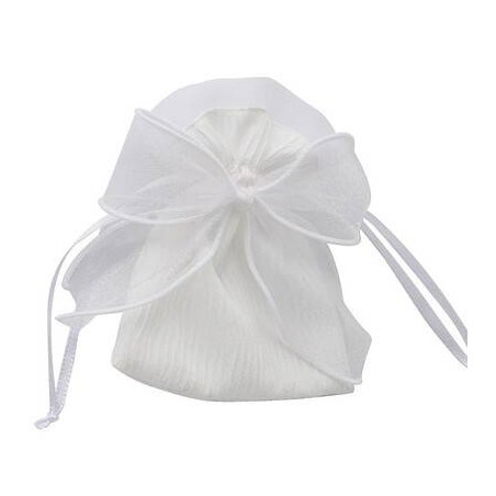 SACCHETTO 9x12cm C/FIOCCO BIANCO 12pz