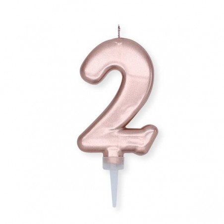 CANDELINA NUMERO 2 ROSE GOLD METAL 10cm