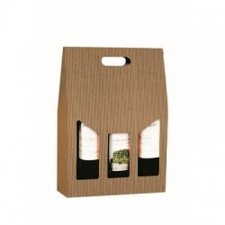 SCATOLA 3 BOTTIGLIE C/MAN. E FIN. 27x9x38cm ONDA AVANA