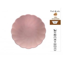 PIATTI FONDI CONCHIGLIA COMPOSTABILI TONDI ø15cm ROSA 6pz