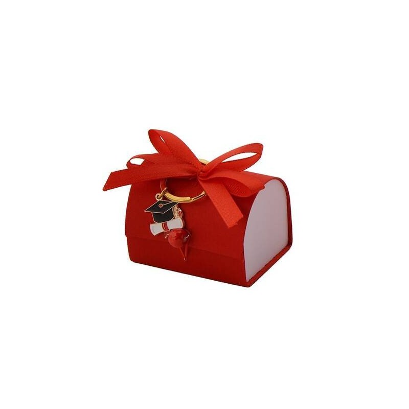SCATOLINA BOX ROSSA 7x5cm C/PORTACHIAVI LAUREA 6pz