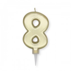 CANDELINA NUMERO 8 PLUMP ORO METAL 10cm