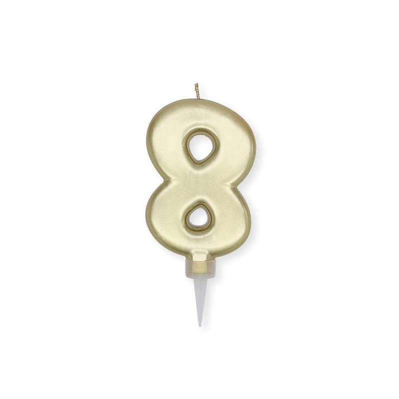 CANDELINA NUMERO 8 PLUMP ORO METAL 10cm