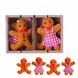 SOGGETTI DA APPENDERE PAN DI ZENZERO IN PANNETTO 17cm 4pz