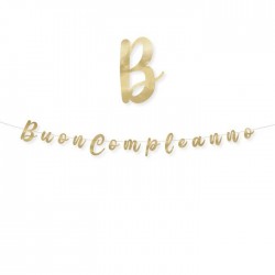 FESTONE ITALIC BUON COMPLEANNO GOLD METAL cm15x3mt