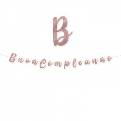 FESTONE ITALIC BUON COMPLEANNO ROSEGOLD METAL cm15x3mt
