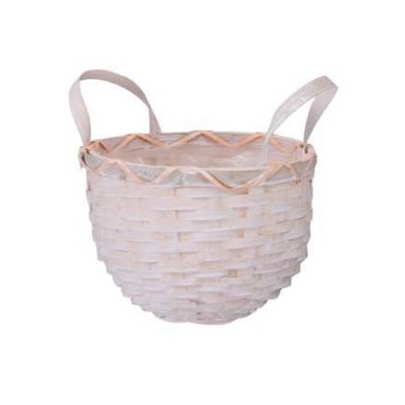 CESTO BAMBOO BEIGE CON MANICI Ø15xh12cm