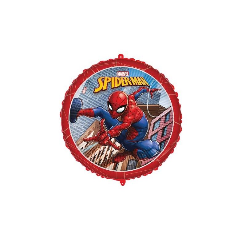 PALLONE MYLAR SPIDERMAN TONDO 18 43cm C/FILO E PESETTO