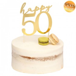 CAKE TOPPER ORO HAPPY 50 13x12cm