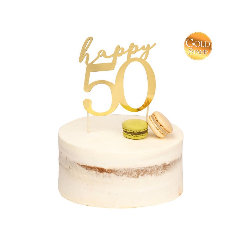 CAKE TOPPER ORO HAPPY 50 13x12cm