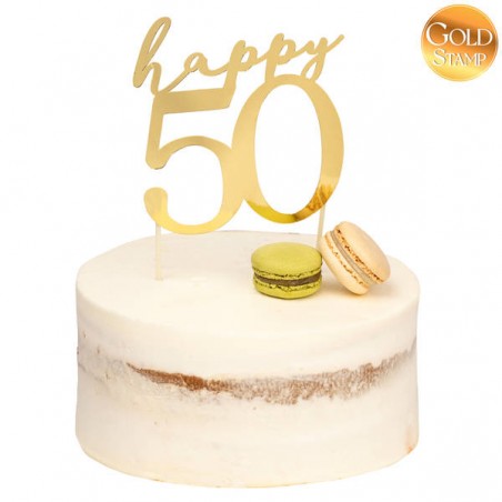 CAKE TOPPER ORO HAPPY 50 13x12cm