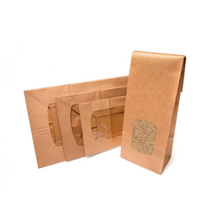 SACCHETTO KRAFT AVANA C/FINESTRA B/QUADRA 12+8x34cm 50pz