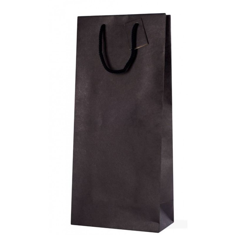 SHOPPER CARTA KRAFT PORTA 2 BOTTIGLIE 17,5+9x39cm NERO