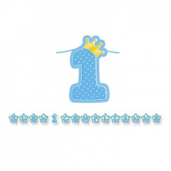 FESTONE MAXI BUON 1° COMPLEANNO CELESTE 6mt