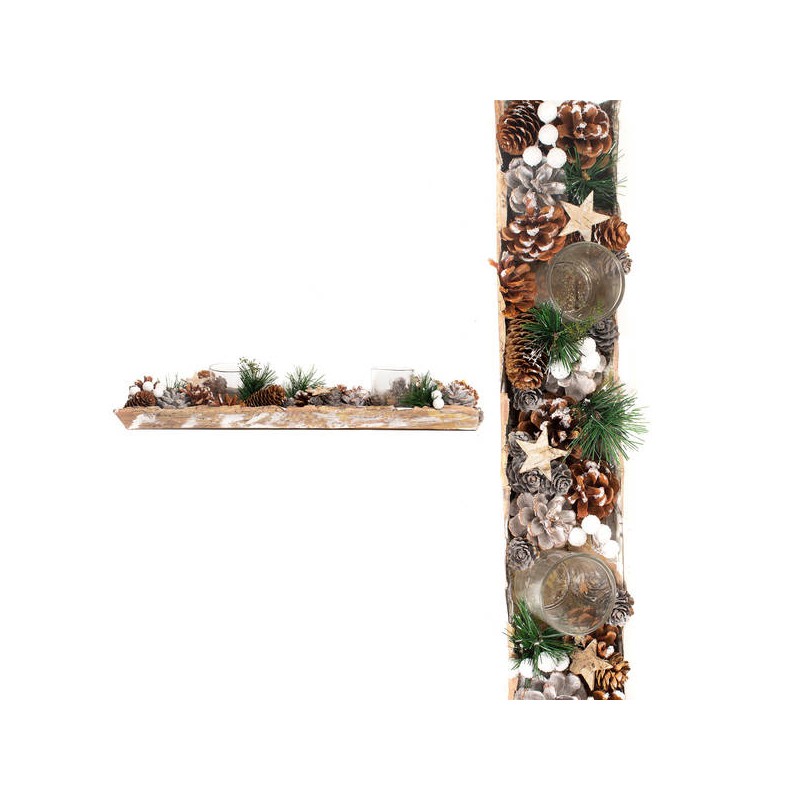 CENTROTAVOLA PORTA 2 TEALIGHT CHRISTAMS SNOW 45cm