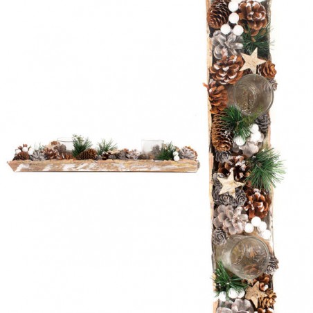 CENTROTAVOLA PORTA 2 TEALIGHT CHRISTAMS SNOW 45cm