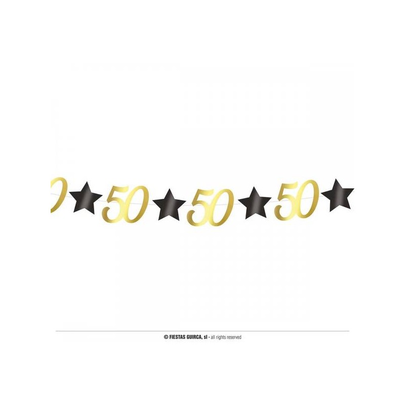 FESTONE COMPLEANNO STELLE ORO NERO 50anni 3mt