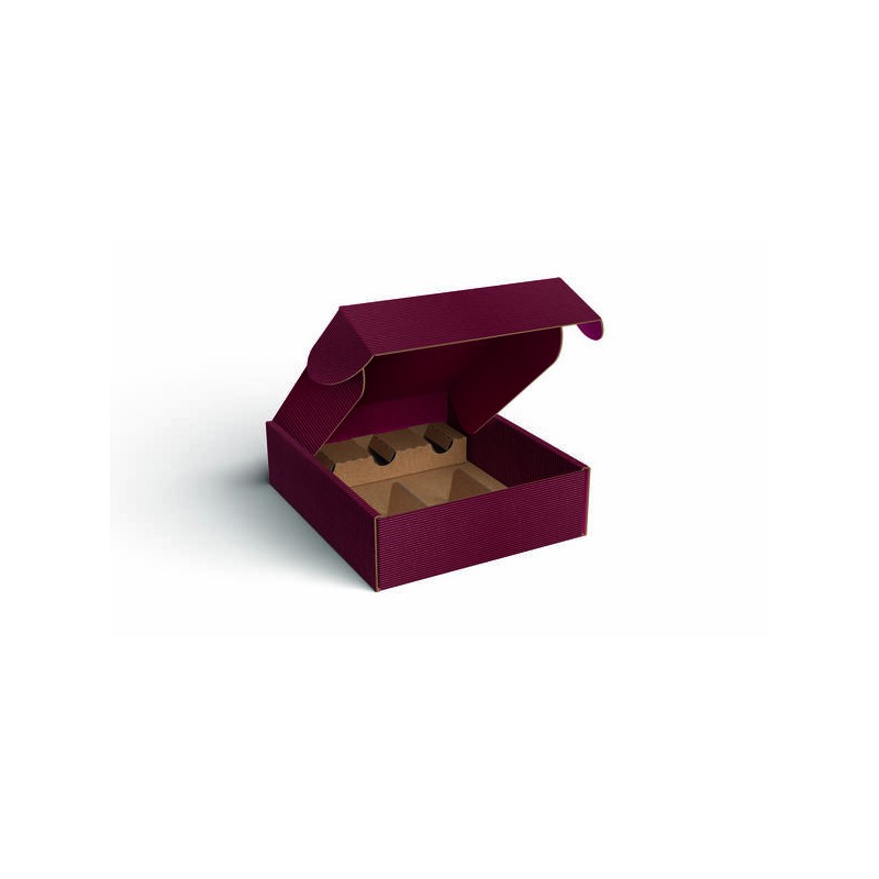 CANTINETTA 3 BOTTIGLIE 29,5x33,5x9cm ONDA BORDEAUX INT.MARRONE