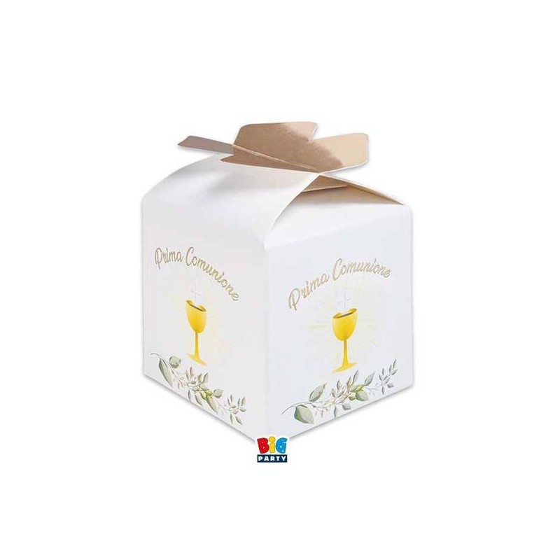 SCATOLA PORTA CONFETTI QUADRATA PRIMA COMUNIONE 5x5x7cm 25pz