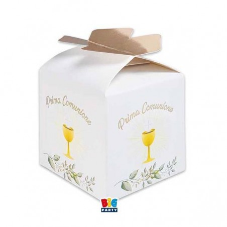 SCATOLA PORTA CONFETTI QUADRATA PRIMA COMUNIONE 5x5x7cm 25pz