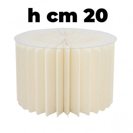 COLONNA ALZATA IN CARTA 180gr ø30 x h.20cm AVORIO con TOP IN PVC TRASPARENTE