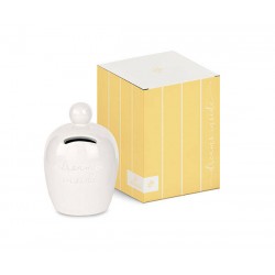 SALVADANAIO BIANCO CON SCATOLA Ø8X12cm